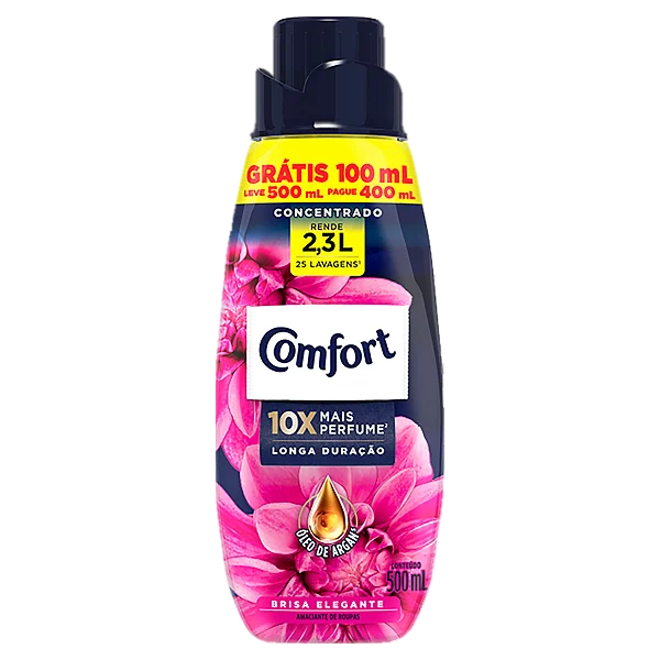 AMACIANTE DE ROUPA CONCENTRADO BRISA ELEGANTE COMFORT FRASCO LEVE 500ML PAGUE 400ML