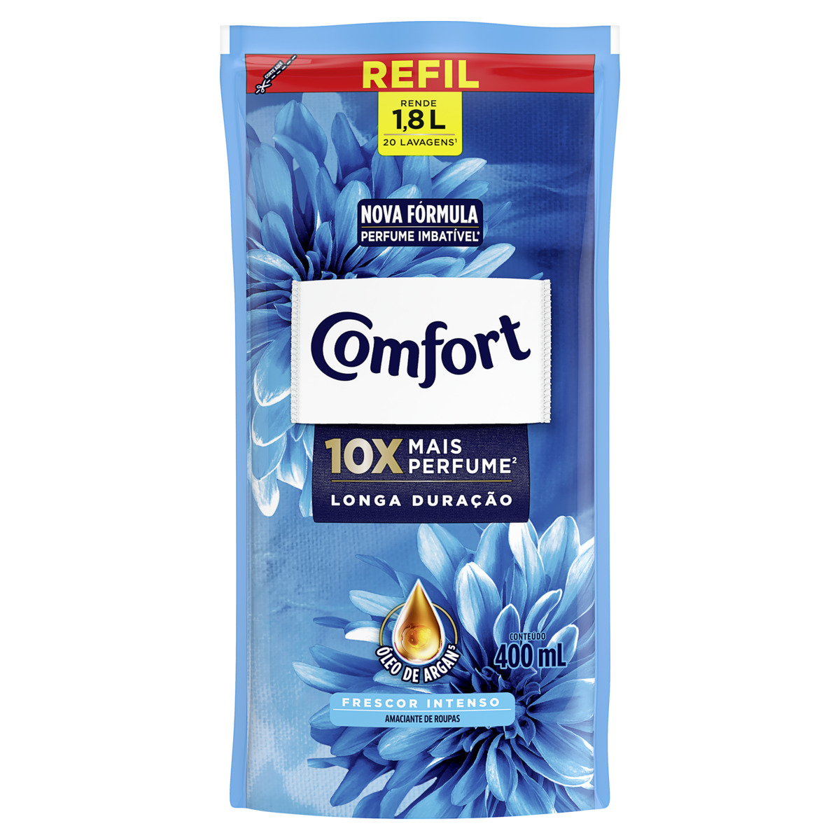 AMACIANTE DE ROUPA CONCENTRADO FRESCOR INTENSO COMFORT SACHÊ 400ML REFIL