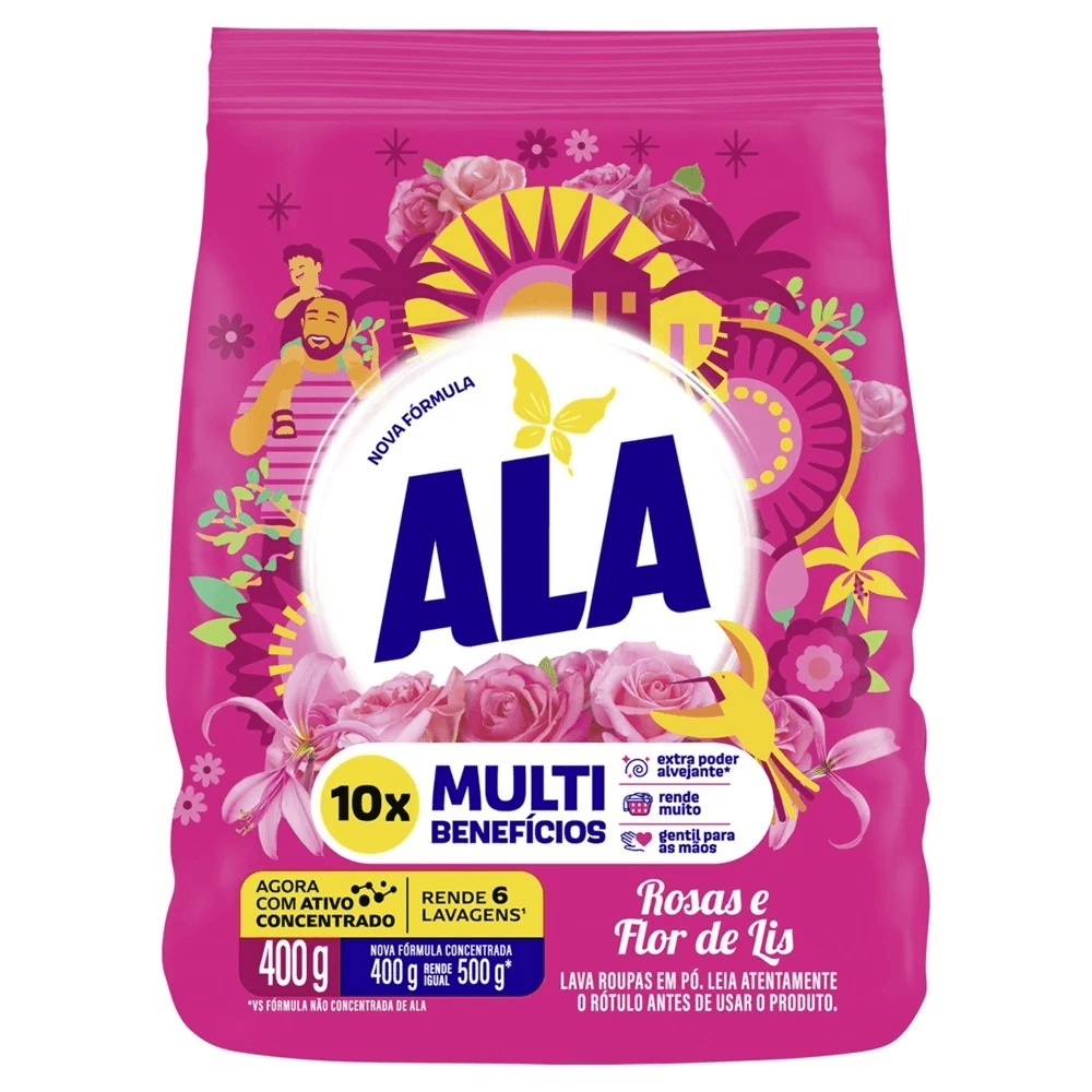 LAVA-ROUPAS PÓ ROSAS E FLOR DE LIS ALA PACOTE 400G