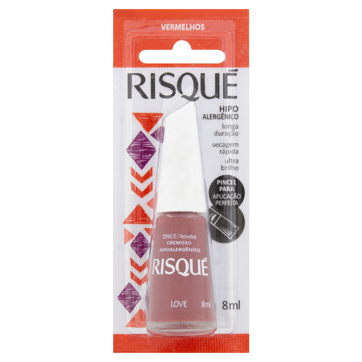 ESMALTE CREMOSO LOVE RISQUÉ VERMELHOS BLISTER 8ML