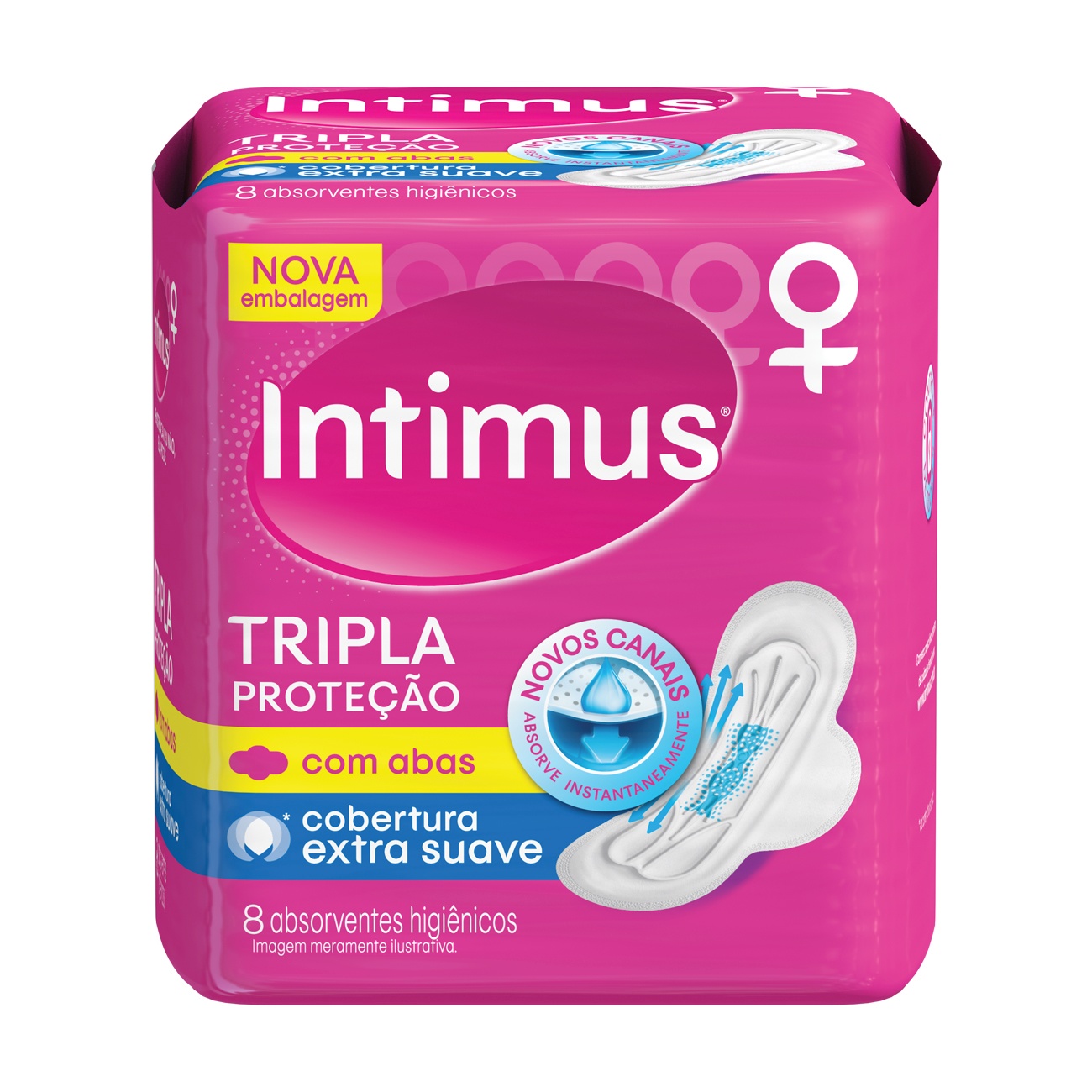 ABSORVENTE COM ABAS EXTRA SUAVE INTIMUS TRIPLA PROTEÇÃO PACOTE 8 UNIDADES 0