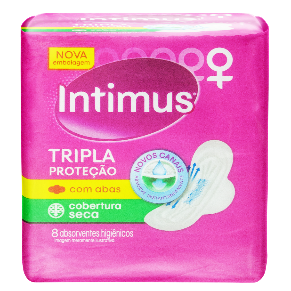 ABSORVENTE COM ABAS SECA INTIMUS TRIPLA PROTEÇÃO PACOTE 8 UNIDADES 0