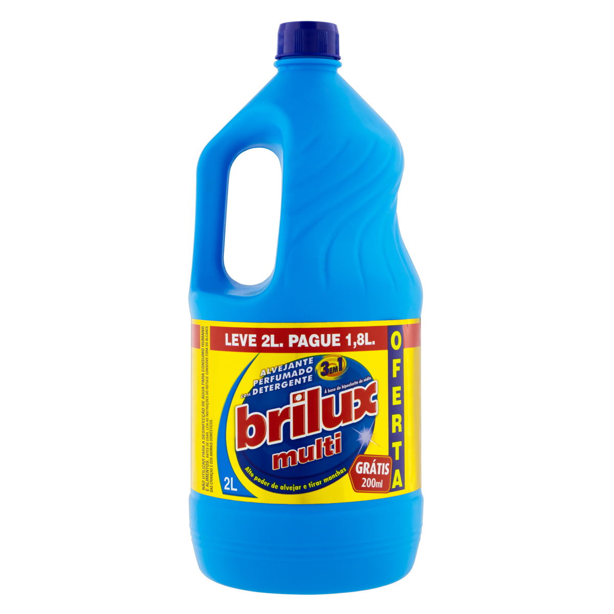 ALVEJANTE COM DETERGENTE E CLORO BRILUX MULTI FRASCO LEVE 2L PAGUE 1,8L 0