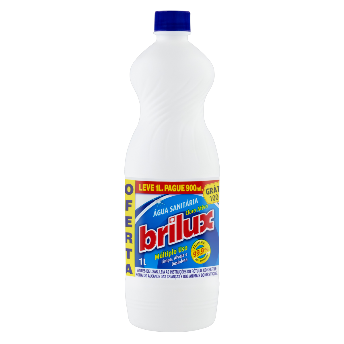 ÁGUA SANITÁRIA BRILUX FRASCO LEVE 1L PAGUE 900ML