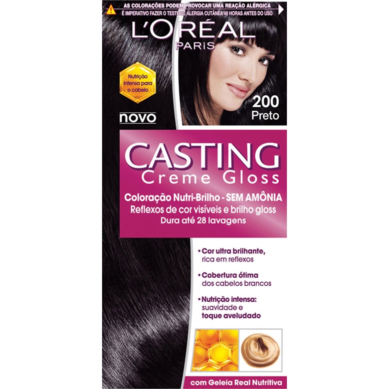 KIT COLORAÇÃO CREME 200 PRETO LORÉAL PARIS CASTING GLOSS