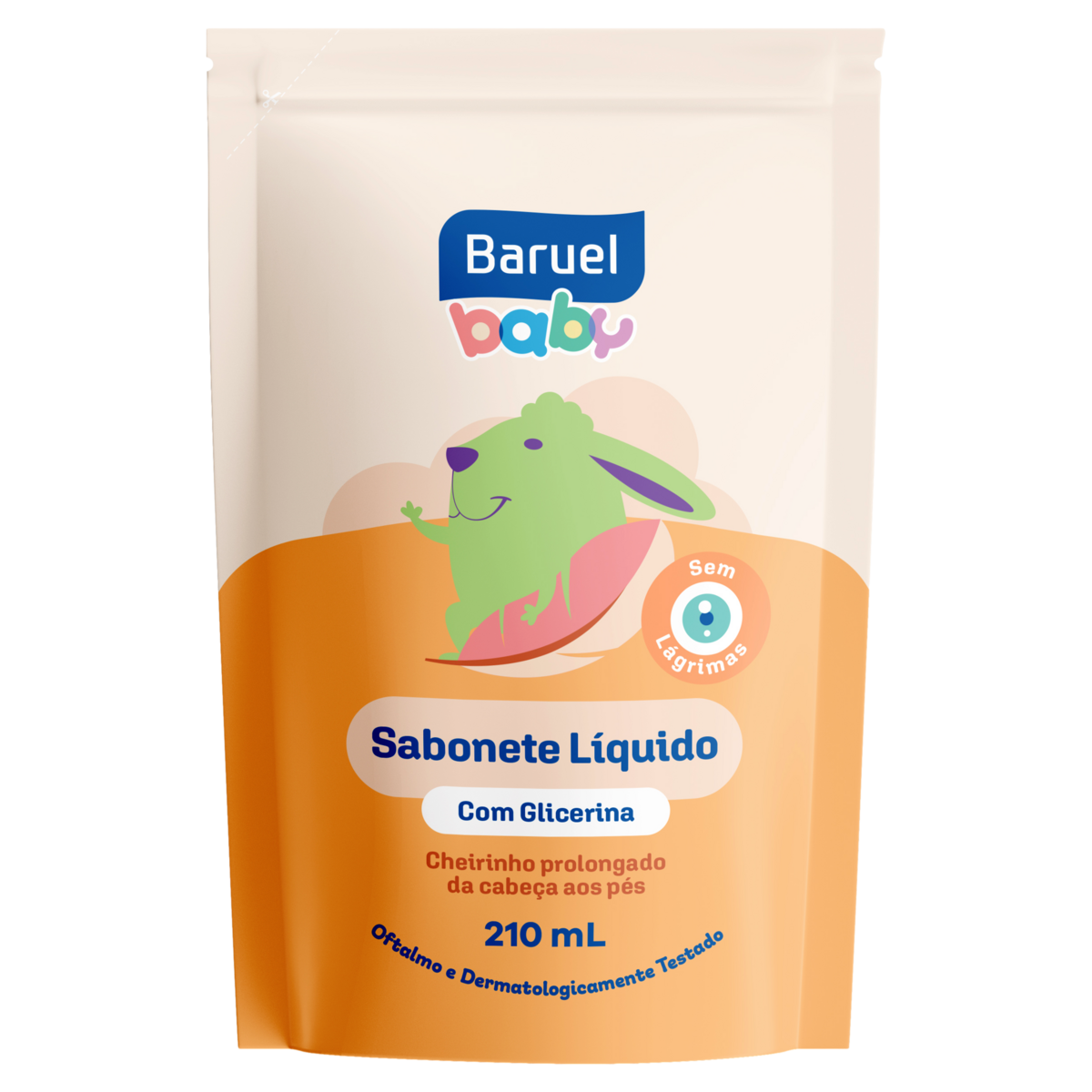 SABONETE LÍQUIDO DA CABEÇA AOS PÉS BARUEL BABY SACHÊ 210ML REFIL 0