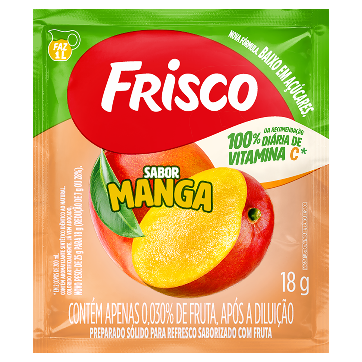REFRESCO EM PÓ MANGA FRISCO PACOTE 18G