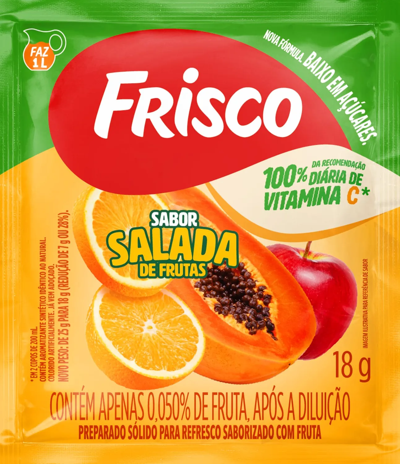 REFRESCO EM PÓ SALADA DE FRUTAS FRISCO PACOTE 18G