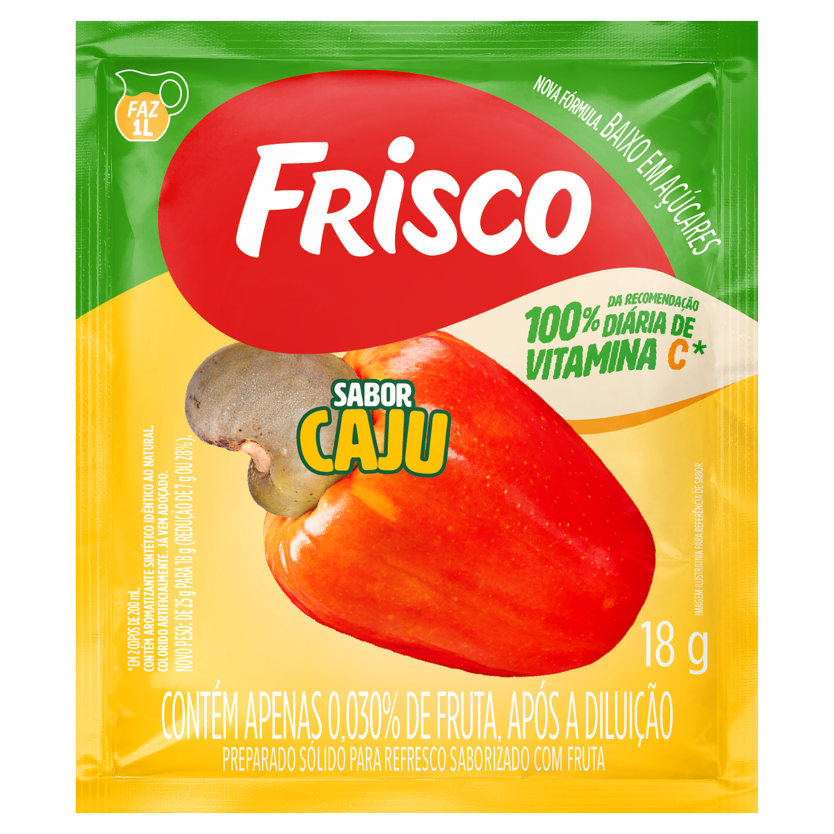 REFRESCO EM PÓ CAJU FRISCO PACOTE 18G