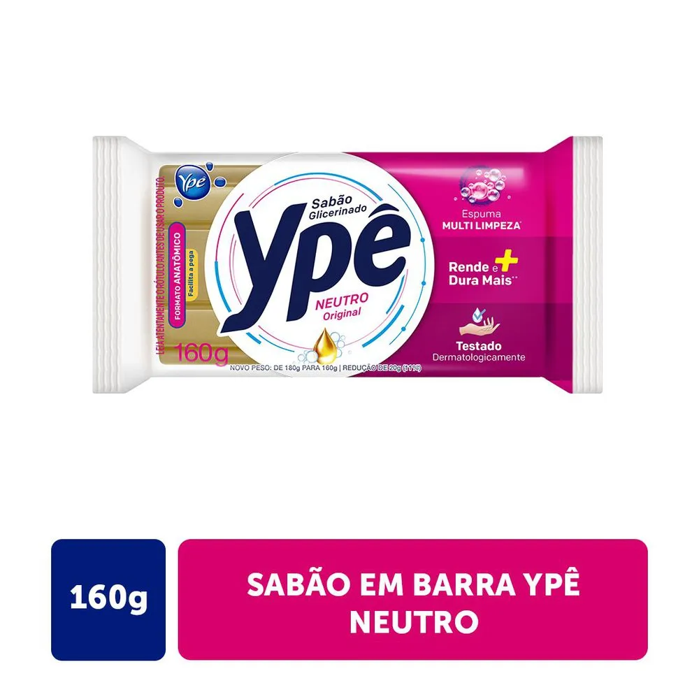SABÃO BARRA GLICERINADO NEUTRO ORIGINAL YPÊ FLOW PACK 160G 0