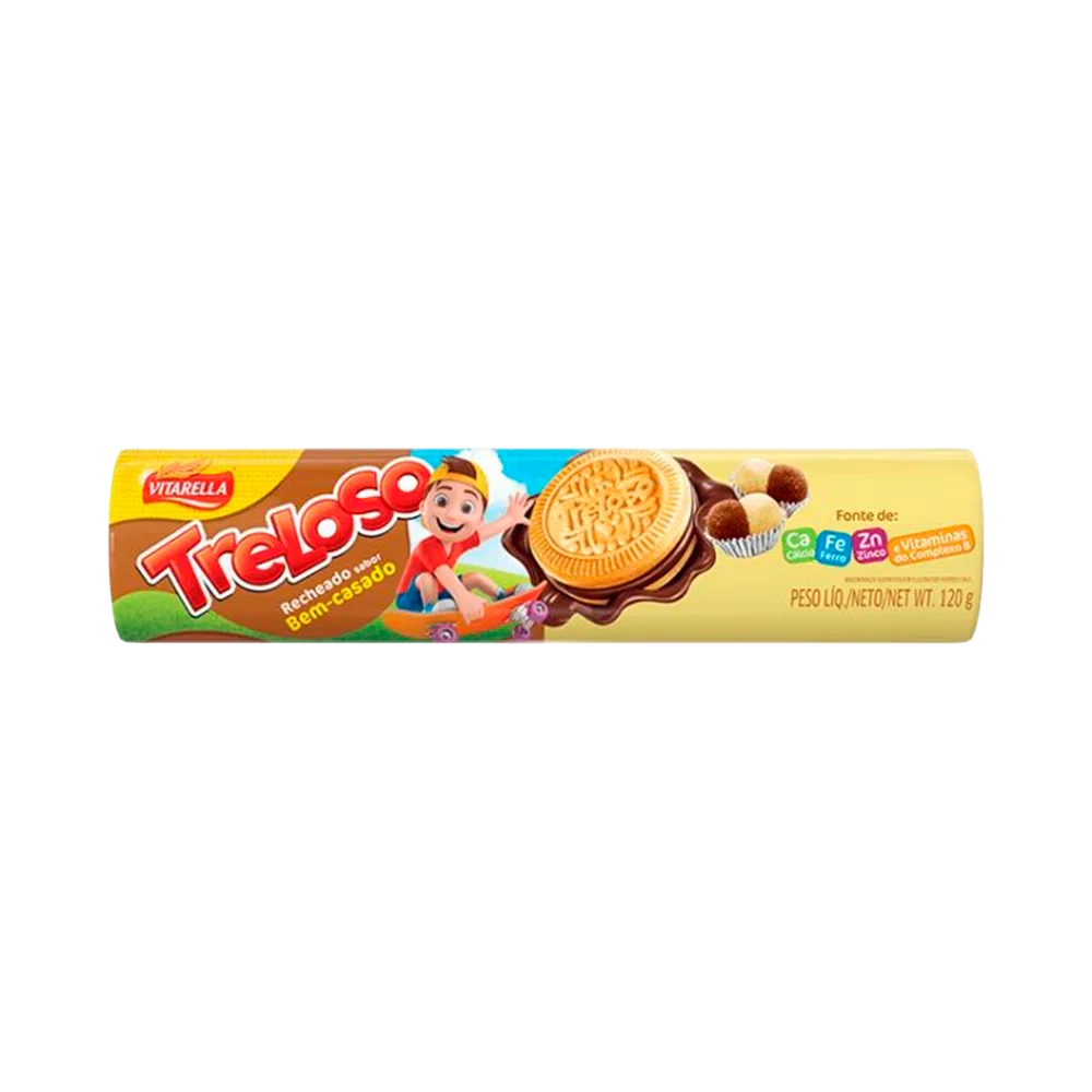 BISCOITO RECHEIO BEM-CASADO VITARELLA TRELOSO PACOTE 120G