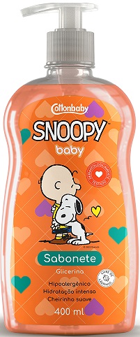SABONETE LÍQUIDO DE GLICERINA SNOOPY BABY COTTONBABY FRASCO 400ML 0