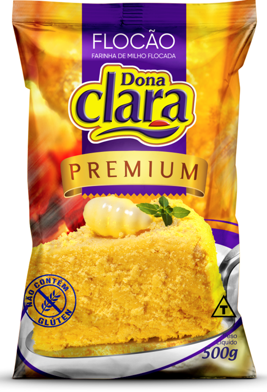 FARINHA DE MILHO FLOCÃO DONA CLARA PREMIUM PACOTE 500G