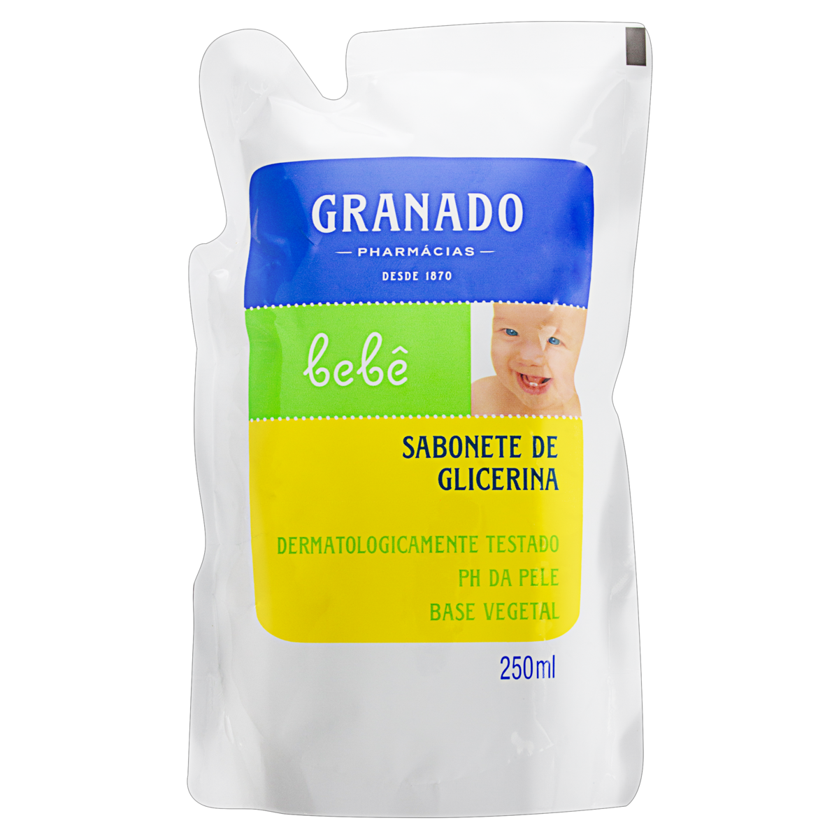 SABONETE LÍQUIDO DE GLICERINA TRADICIONAL GRANADO BEBÊ SACHÊ 250ML REFIL
