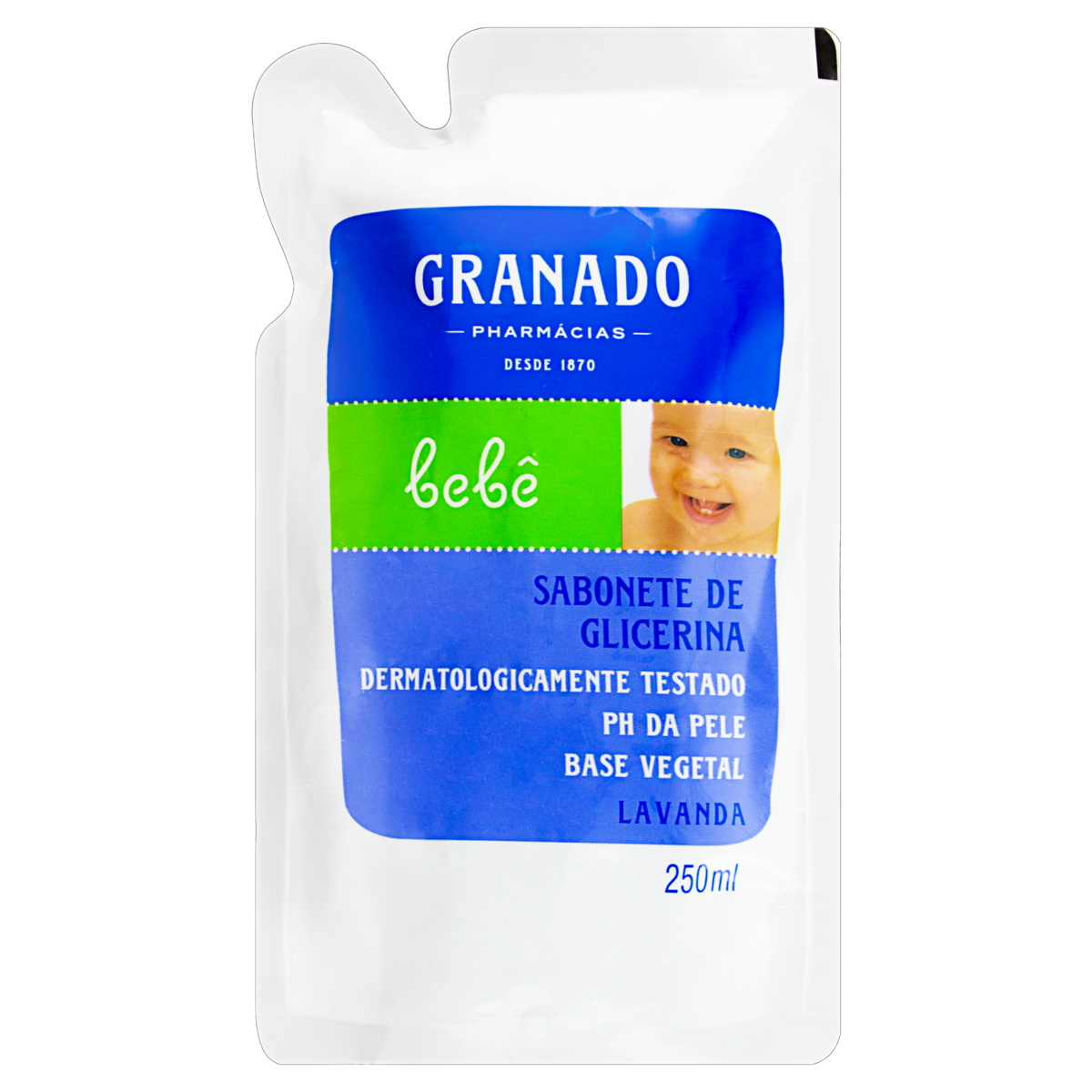 SABONETE LÍQUIDO DE GLICERINA LAVANDA GRANADO BEBÊ SACHÊ 250ML REFIL
