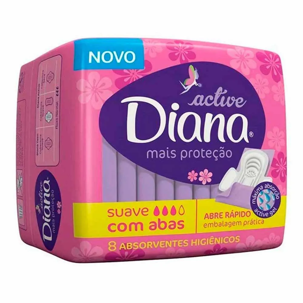 ABSORVENTE COM ABAS DIANA PACOTE 8 UNIDADES