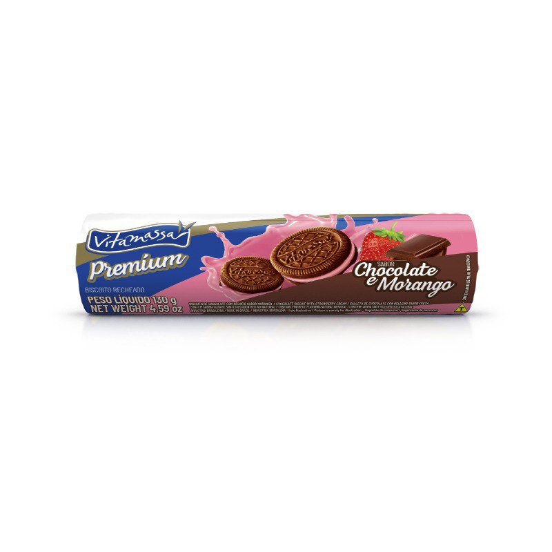 BISCOITO VITAMASSA PREMIUM 130G CHOC E MORANGO