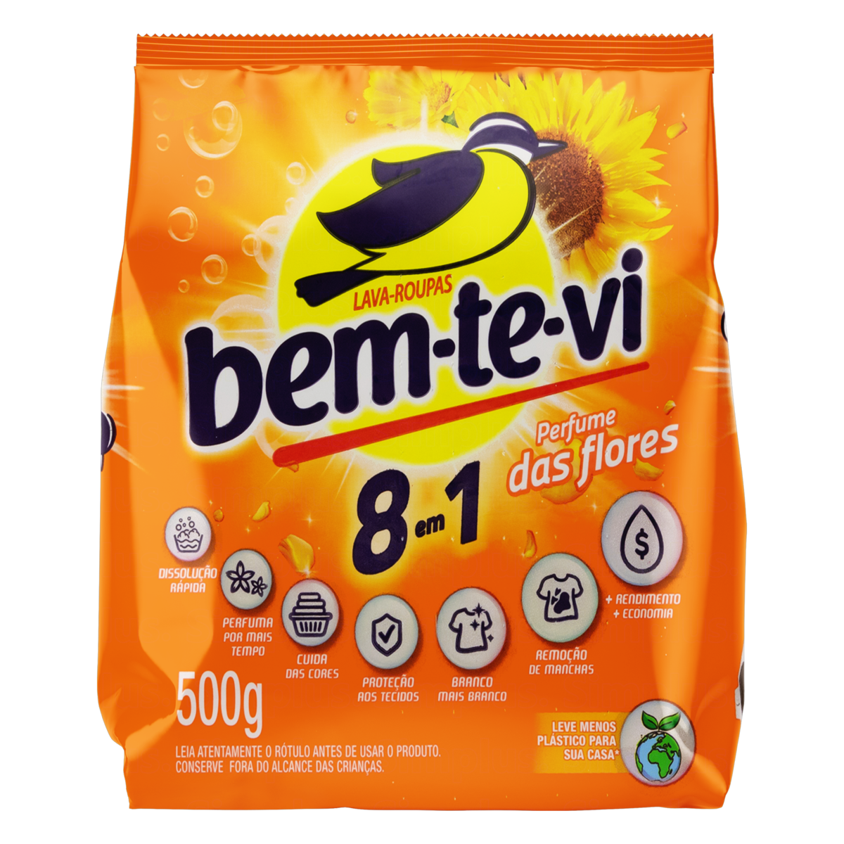 LAVA-ROUPAS PÓ PERFUME DAS FLORES BEM-TE-VI PACOTE 500G
