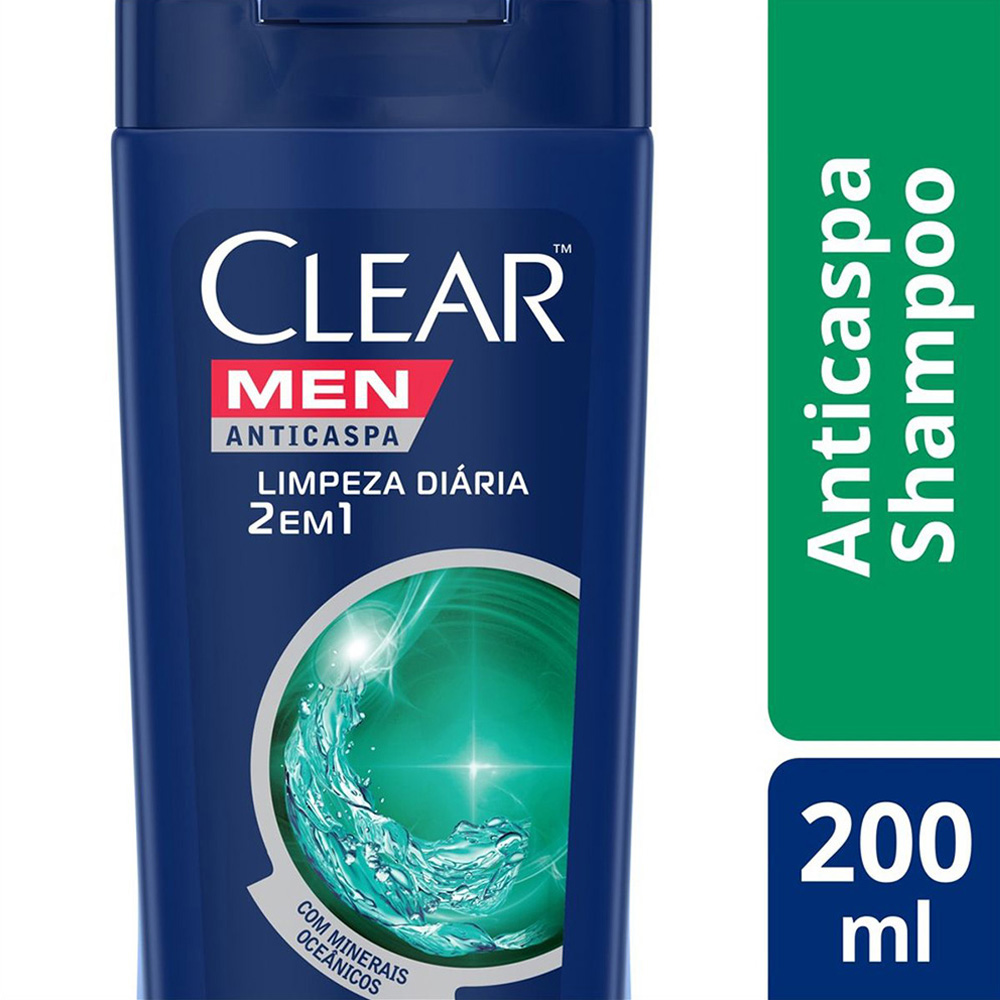 SHAMPOO ANTICASPA CLEAR MEN LIMPEZA DIÁRIA FRASCO 200ML
