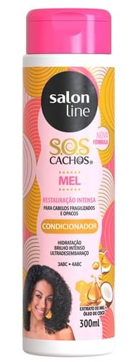 COND SALON LINE 300ML MEL CACHOS INTENSOS SOS