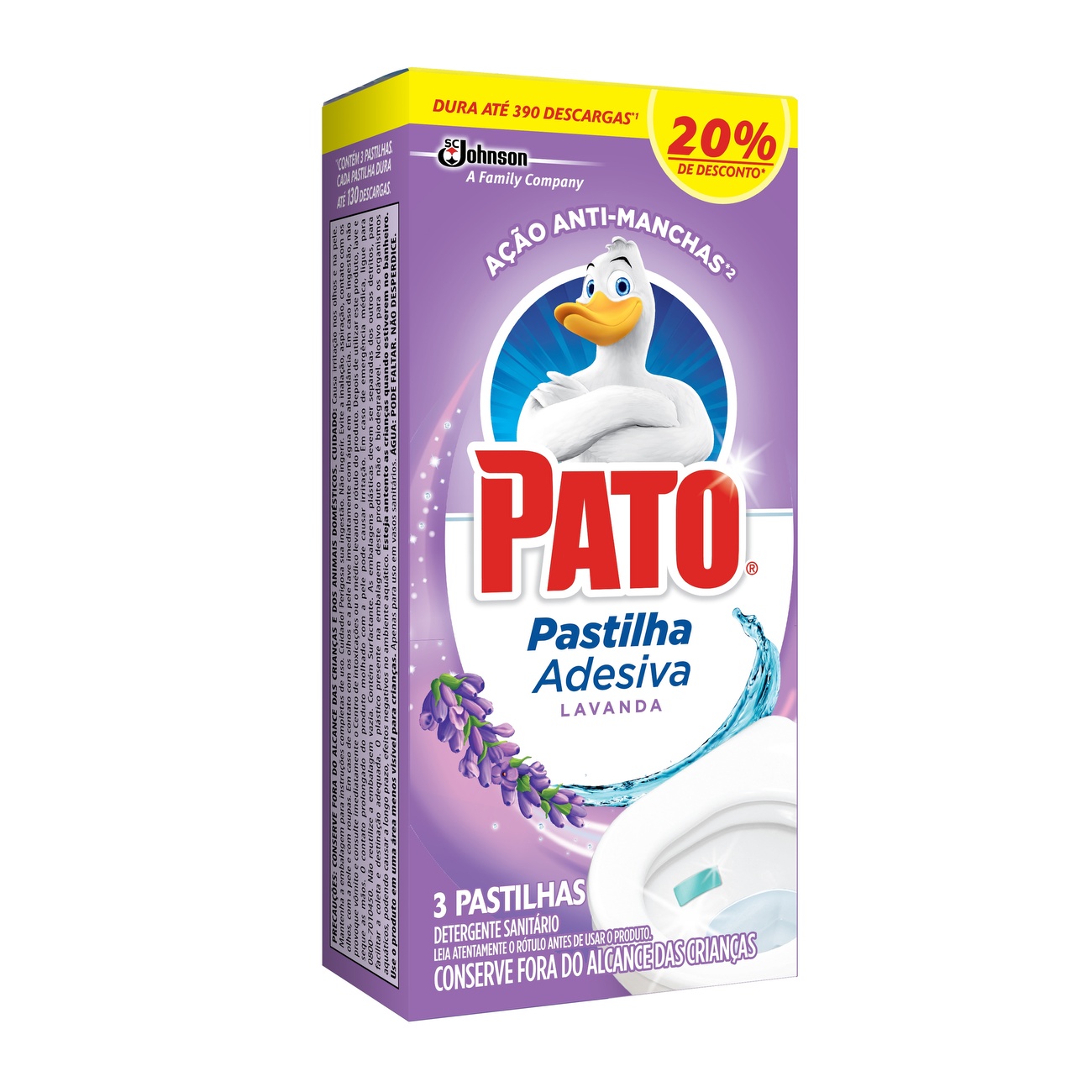DETERGENTE SANITÁRIO PASTILHA ADESIVA LAVANDA PATO 3 UNIDADES OFERTA ESPECIAL 0