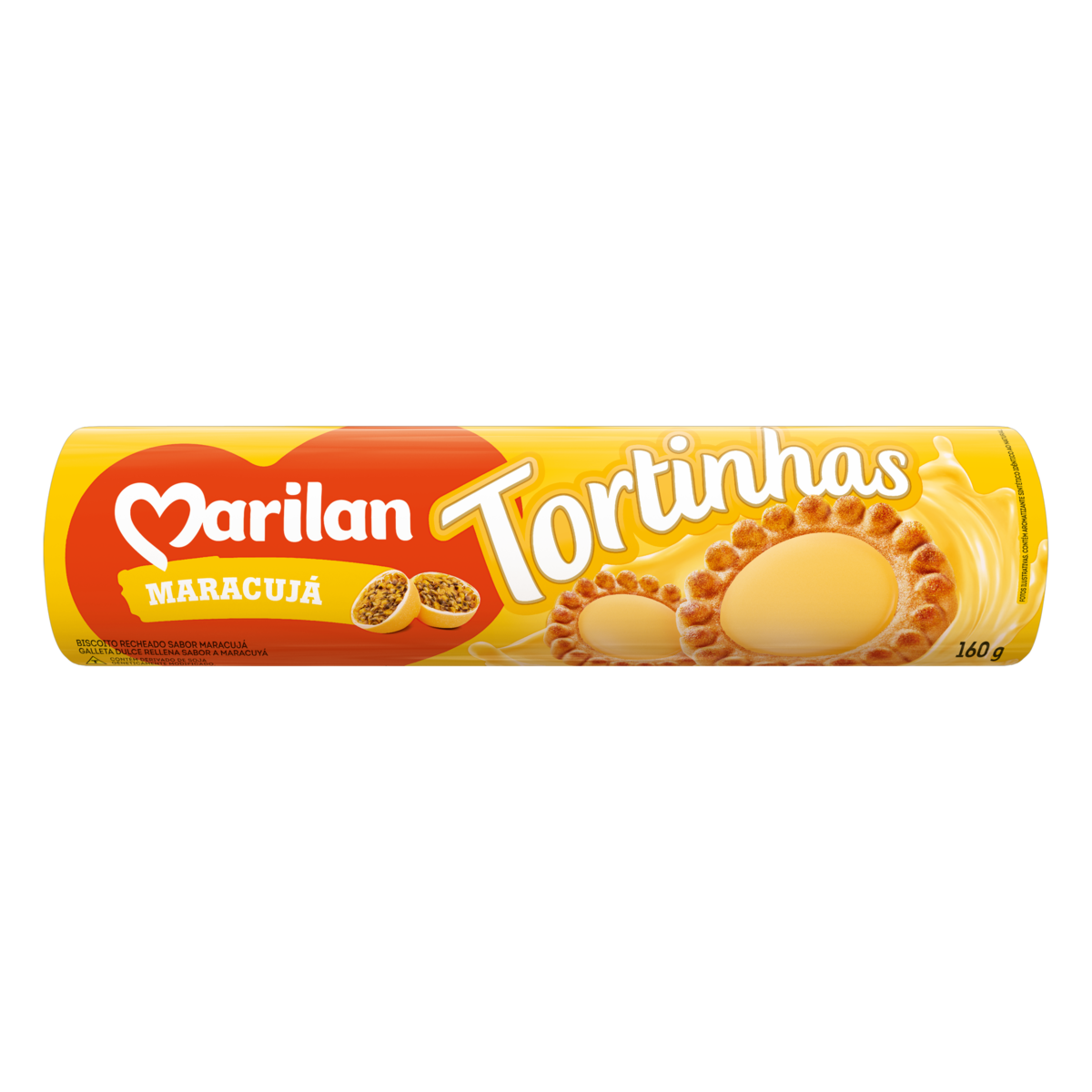 BISCOITO RECHEIO MARACUJÁ MARILAN TORTINHAS PACOTE 140G 0