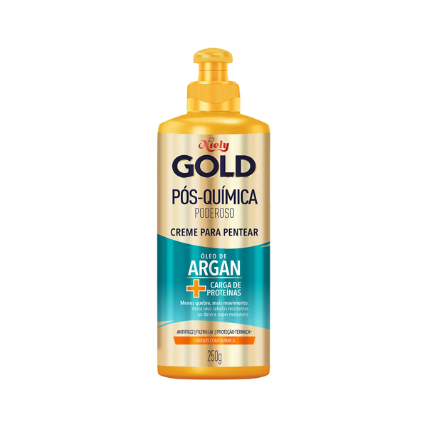 CREME PARA PENTEAR NIELY GOLD ÓLEO DE ARGAN PÓS-QUÍMICA FRASCO 280G 0
