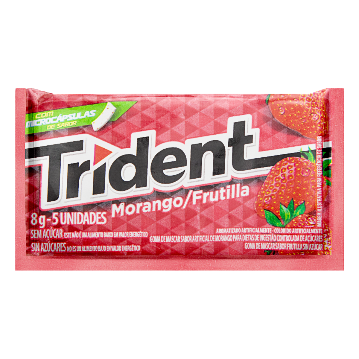GOMA DE MASCAR MORANGO ZERO AÇÚCAR TRIDENT ENVELOPE 8G 5 UNIDADES