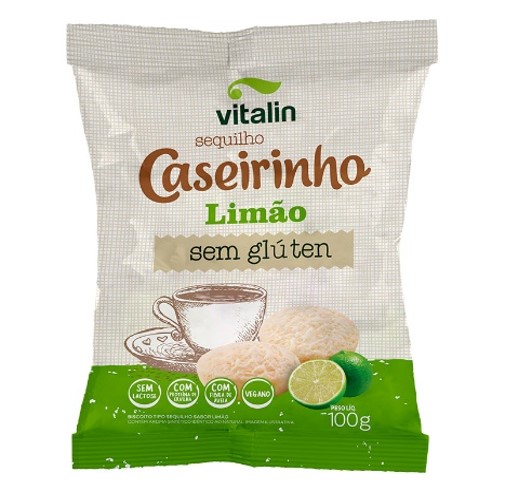 BISCOITO SEQUILHO VEGANO LIMÃO SEM GLÚTEN VITALIN CASEIRINHO PACOTE 100G 0