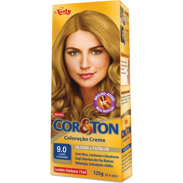 TINTA DE CABELO PERMANENTE COR&TON NIELY 9.0 LOURO CLARISSIMO