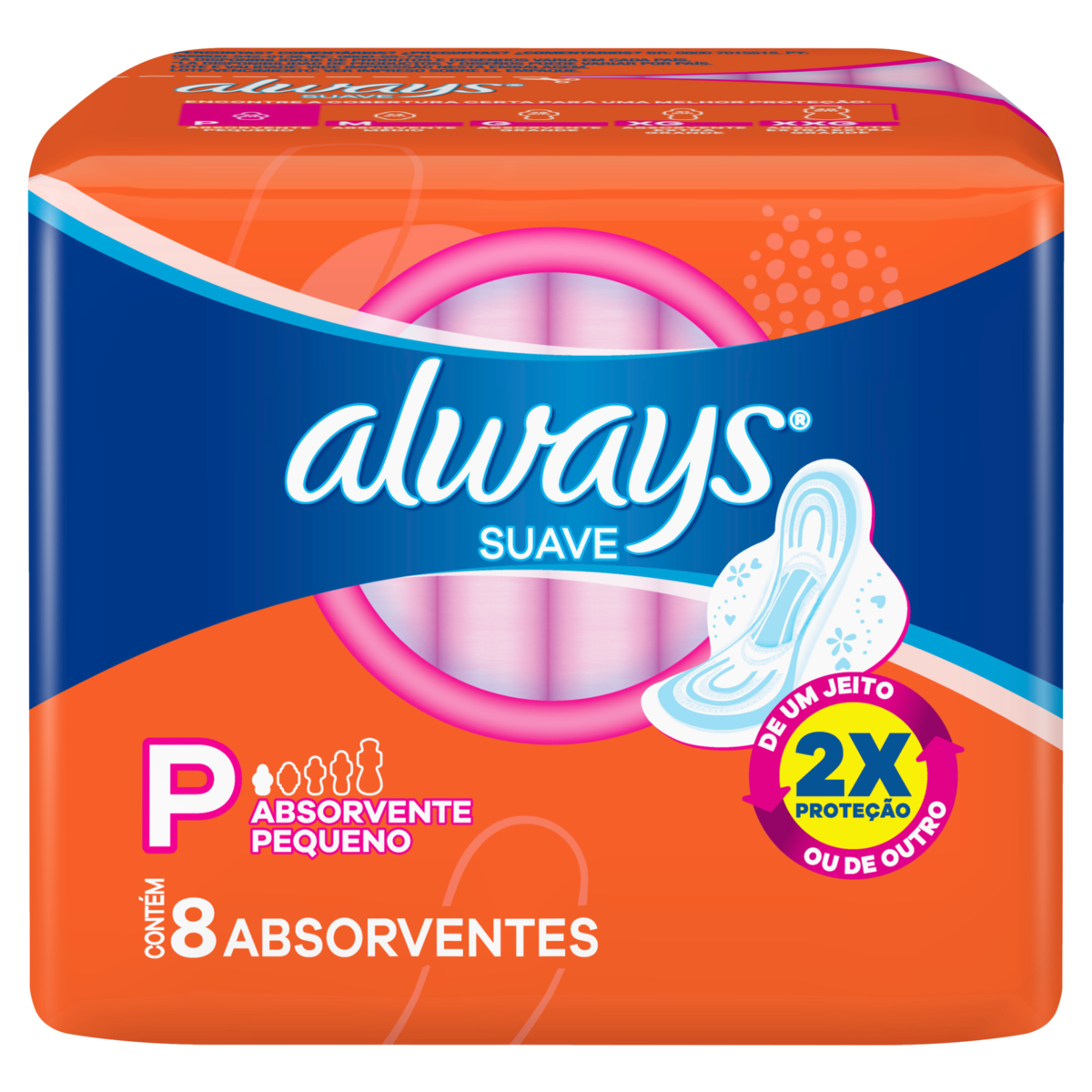 ABSORVENTE COM ABAS SUAVE ALWAYS P PACOTE 8 UNIDADES