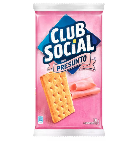 PACK BISCOITO PRESUNTO CLUB SOCIAL PACOTE 141G 6 UNIDADES 0