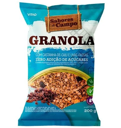 GRANOLA INTEGRAL COM CASTANHA-DE-CAJU E UVA-PASSAS SABORES DO CAMPO PACOTE 200G