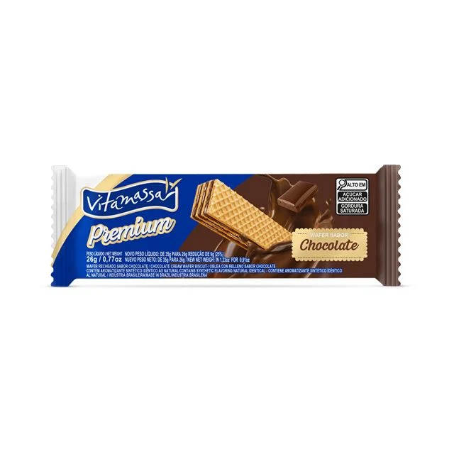BISCOITO WAFER CHOCOLATE VITAMASSA 26G