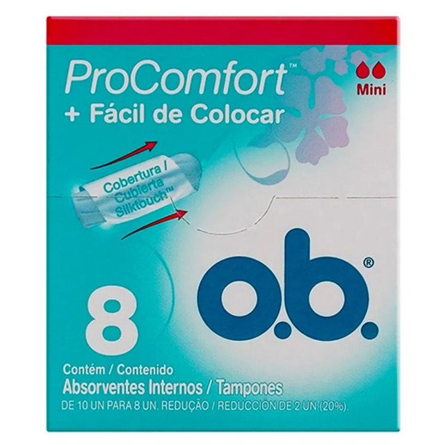 ABSORVENTE INTERNO O.B. PROCOMFORT MINI CAIXA 8 UNIDADES 0