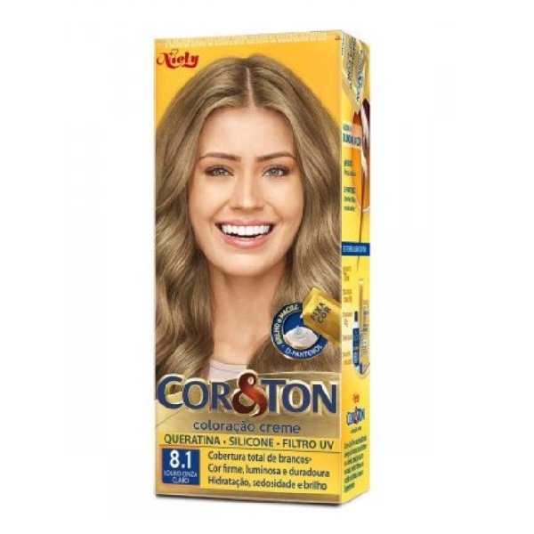 KIT COLORAÇÃO CREME COR 8.1 LOURO CINZA CLARO NIELY COR&TON