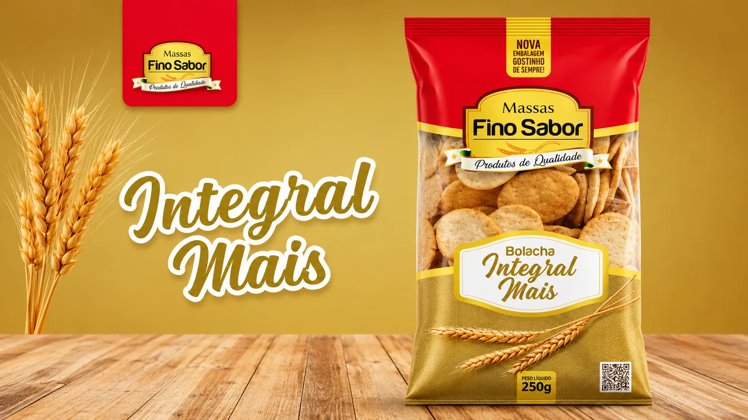 BOLACHA FINO SABOR INTEGRAL MAIS 250G