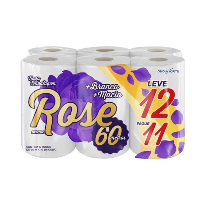 PAPEL HIGIENICO ROSE LV12 PG11 20M FOLHA DUPLA NEUTRO
