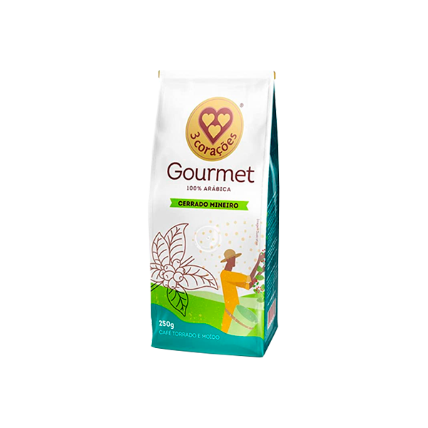 CAFÉ TORRADO E MOÍDO CERRADO MINEIRO 3 CORAÇÕES GOURMET PACOTE 250G 0