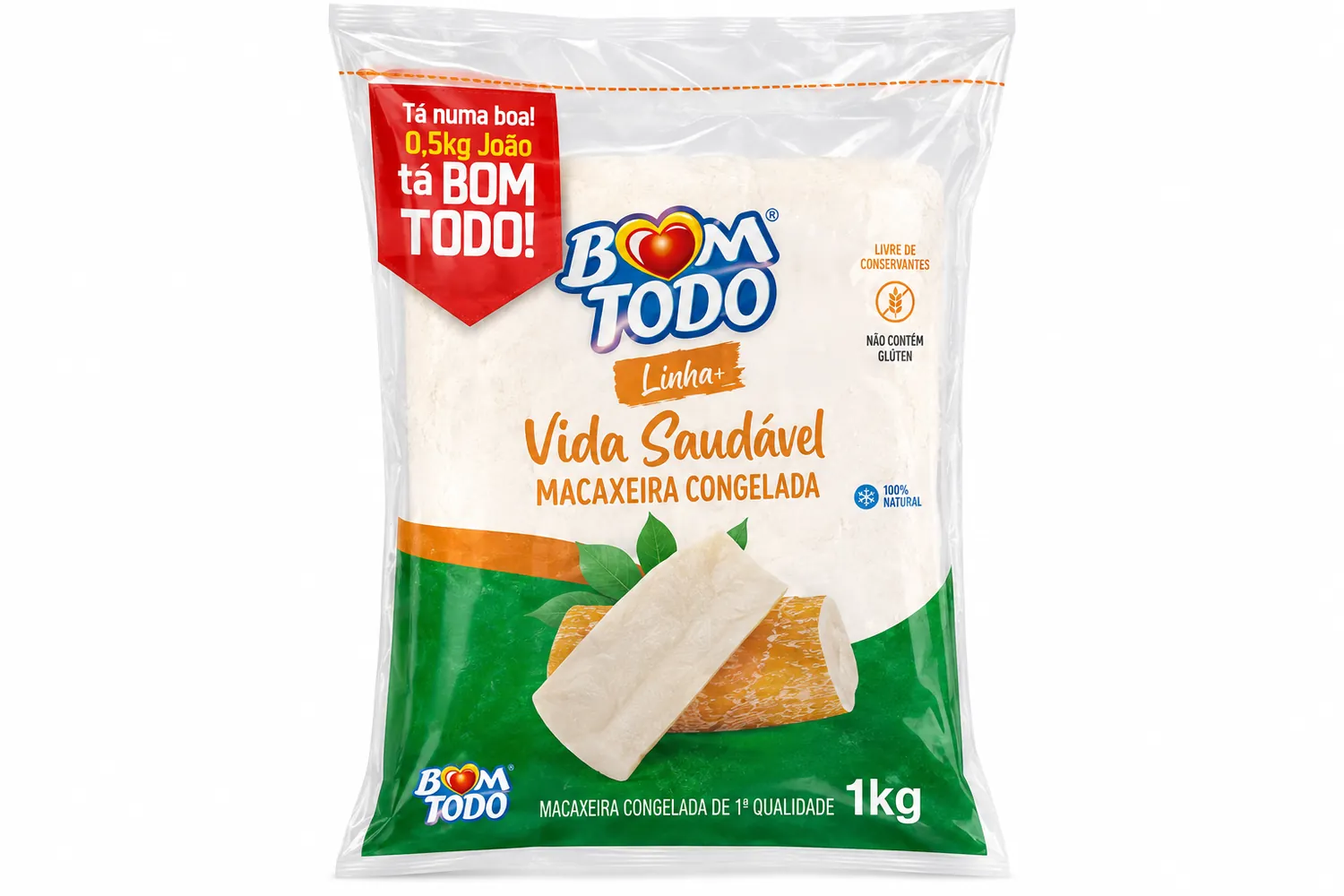 MACAXEIRA DESCASCADA CRUA CONGELADA 1KG BOM TODO