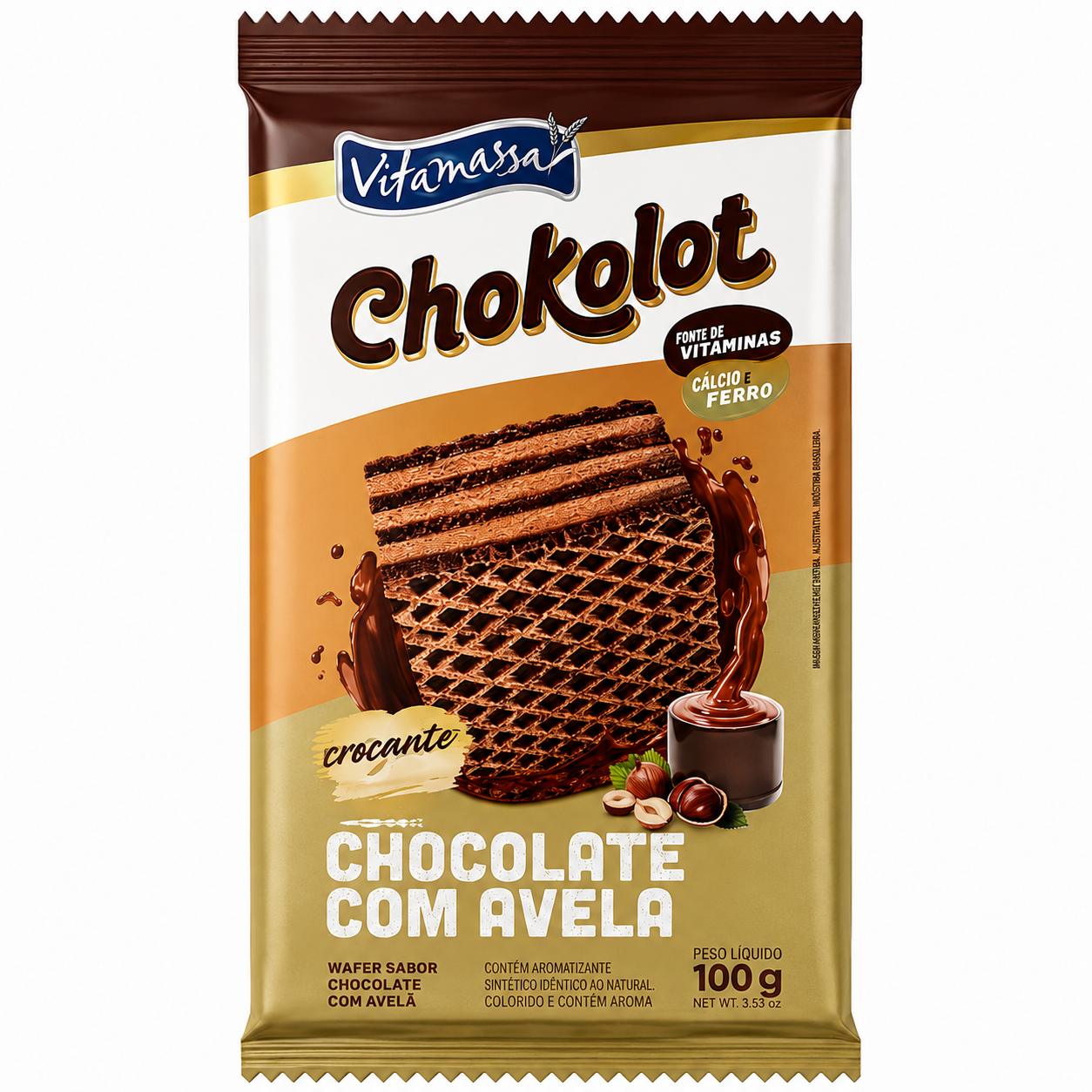 WAFER VITAMASSA CHOKOLOT CHOCOLATE AVELÃ 100G