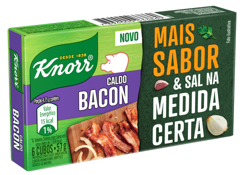 CALDO TABLETE BACON KNORR MAIS SABOR CAIXA 57G 6 UNIDADES