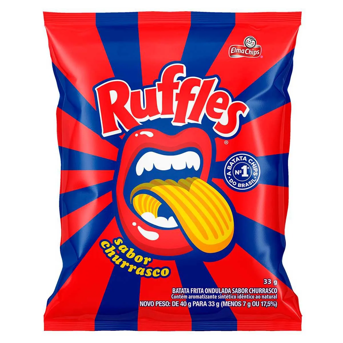 BATATA FRITA ONDULADA CHURRASCO ELMA CHIPS RUFFLES 33G