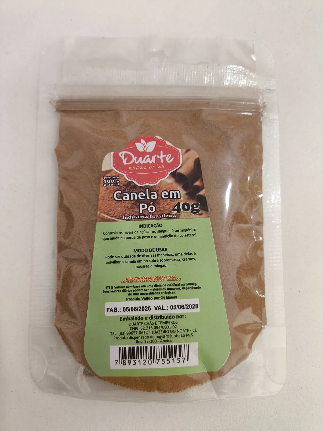 CANELA EM PÓ 40G DUARTE