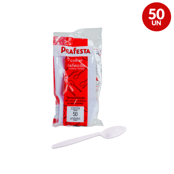 COLHER REFEIÇÃO BRANCA 50 UNIDADES PRAFESTA