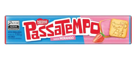 BISCOITO RECHEIO MORANGO PASSATEMPO PACOTE 130G 0