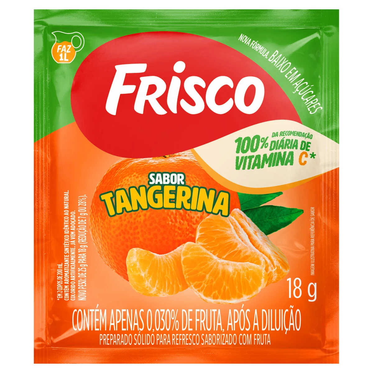 REFRESCO EM PÓ TANGERINA FRISCO PACOTE 18G