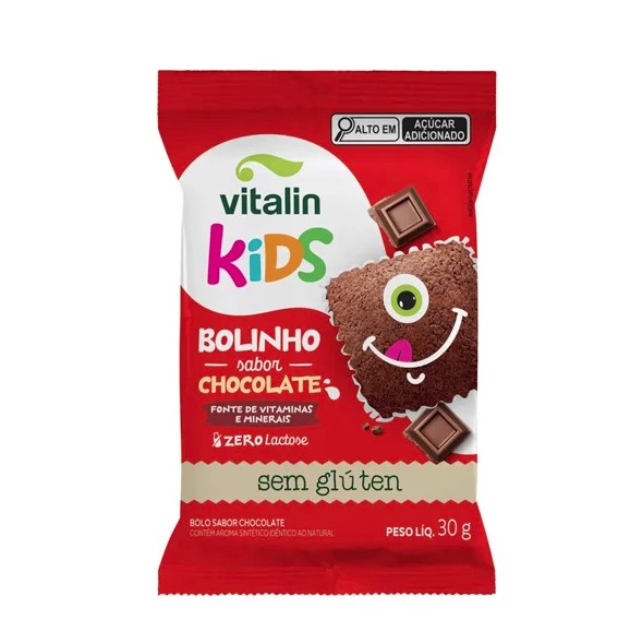BOLINHO CHOCOLATE SEM GLÚTEN ZERO LACTOSE VITALIN KIDS PACOTE 30G 0