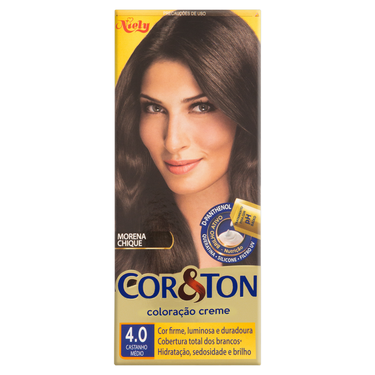 KIT COLORAÇÃO CREME COR 4.0 CASTANHO MÉDIO NIELY COR&TON
