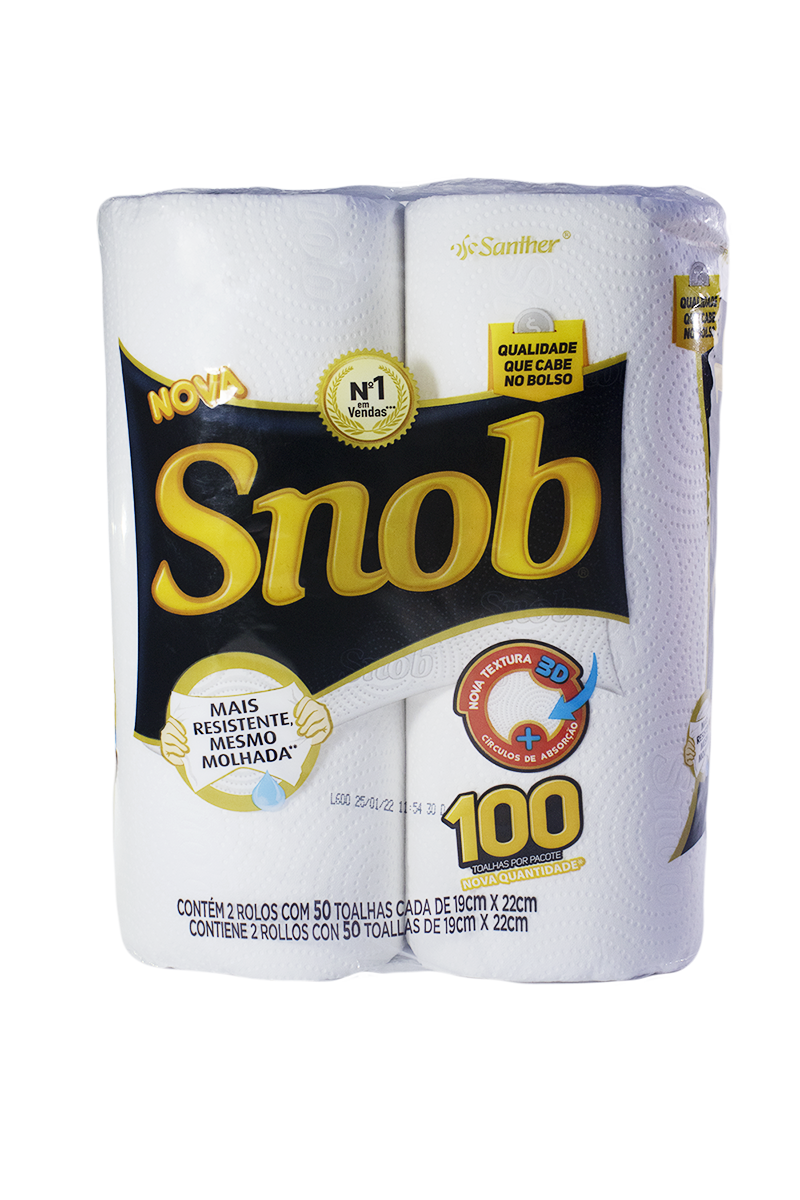 TOALHA DE PAPEL FOLHA DUPLA SNOB CLÁSSICA PACOTE 2 UNIDADES COM 50 FOLHAS CADA 0